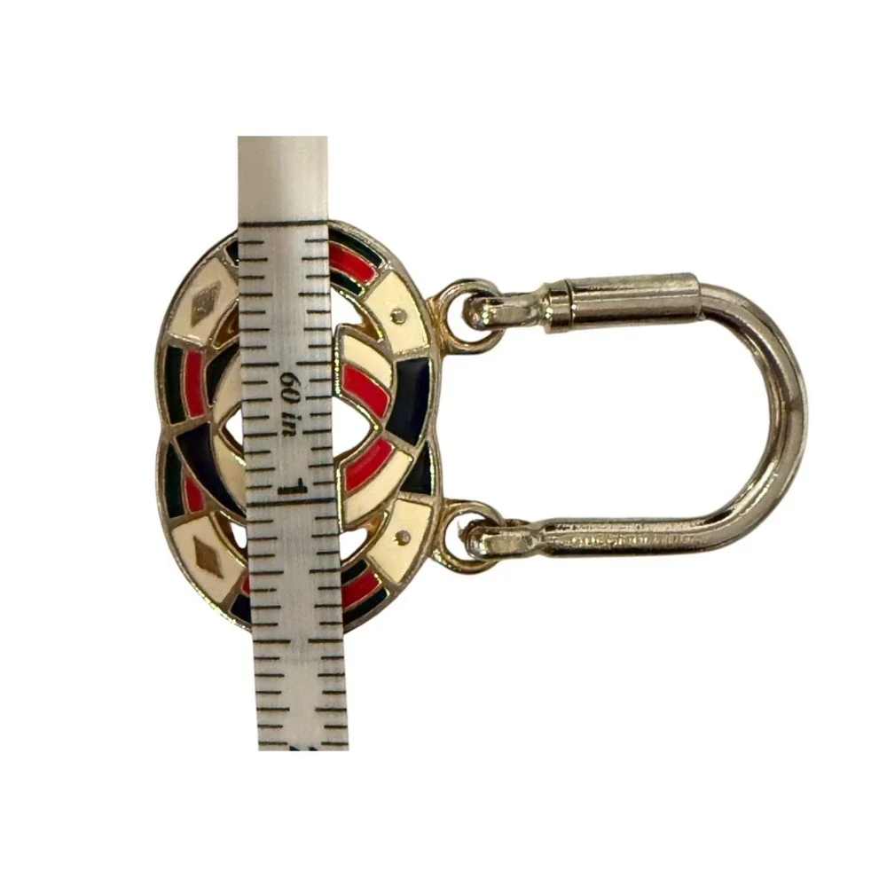 Gucci Multi-Hued 1980s Vintage Metal Interlocking Logo Enameled Keyring